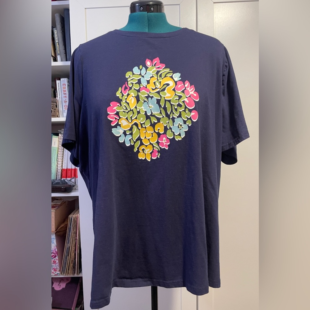 SPORT SAVVY Graphic Printed Jersey Crew Neck Tee Navy 4X